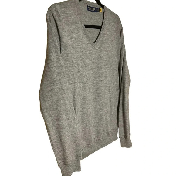 Ralph Lauren Polo Golf Gray Wool Blend Classic V-Neck Size Medium - Picture 3 of 5